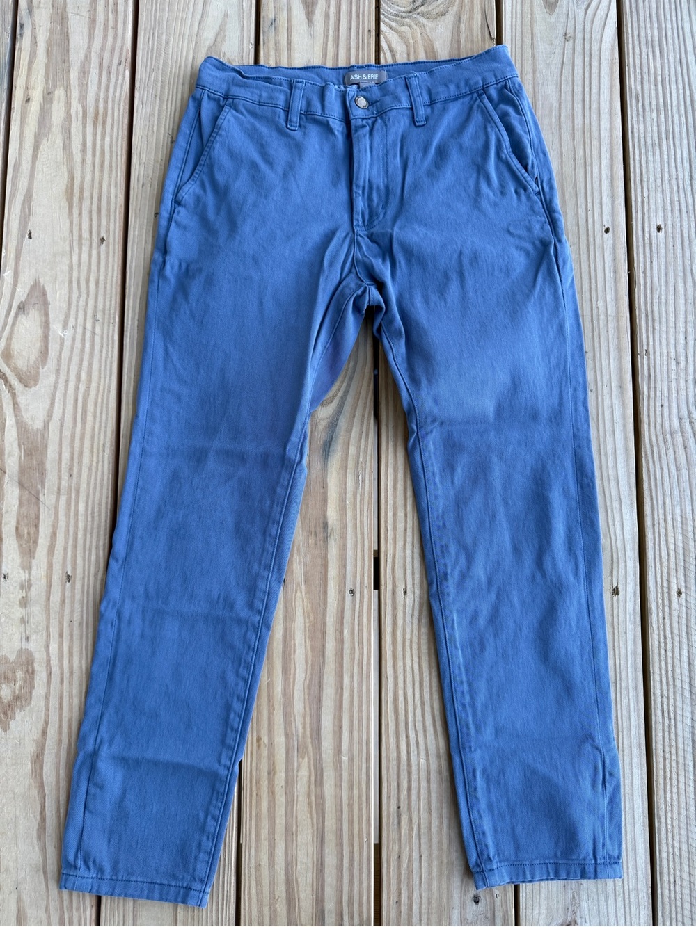 Ash & Erie Mens 29x27 Blue Khaki Chino Pants Slim Fit